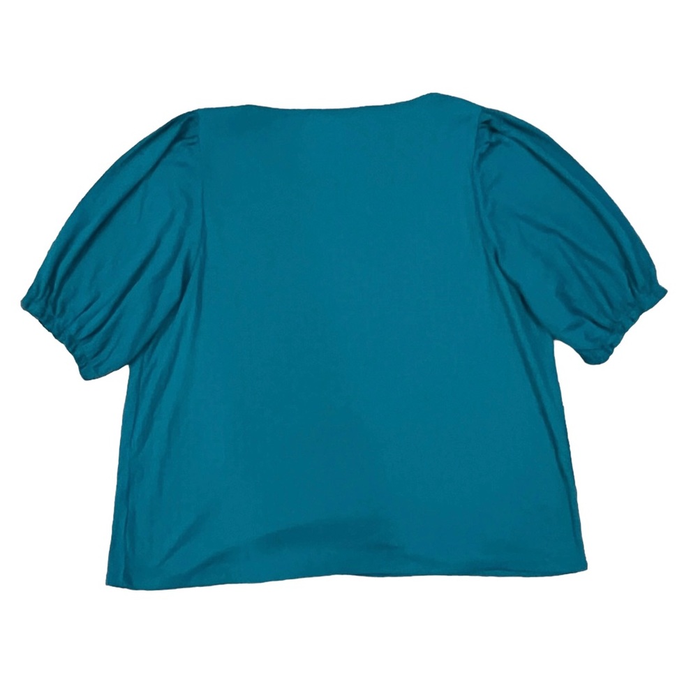 SOLD- LC Lauren Conrad Short Puff Sleeve Ribbed Blue Top Size XL - Picture 5 of 5